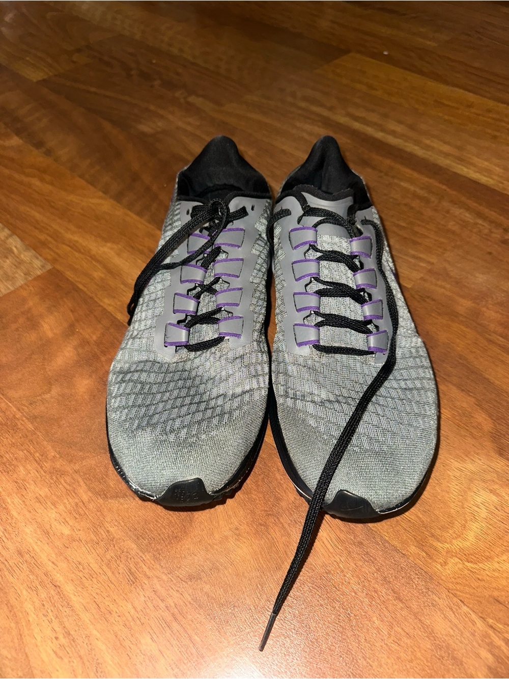 Nike Men’s Athletic Shoes - Gray with Purple Swoosh - Picture 2 of 7